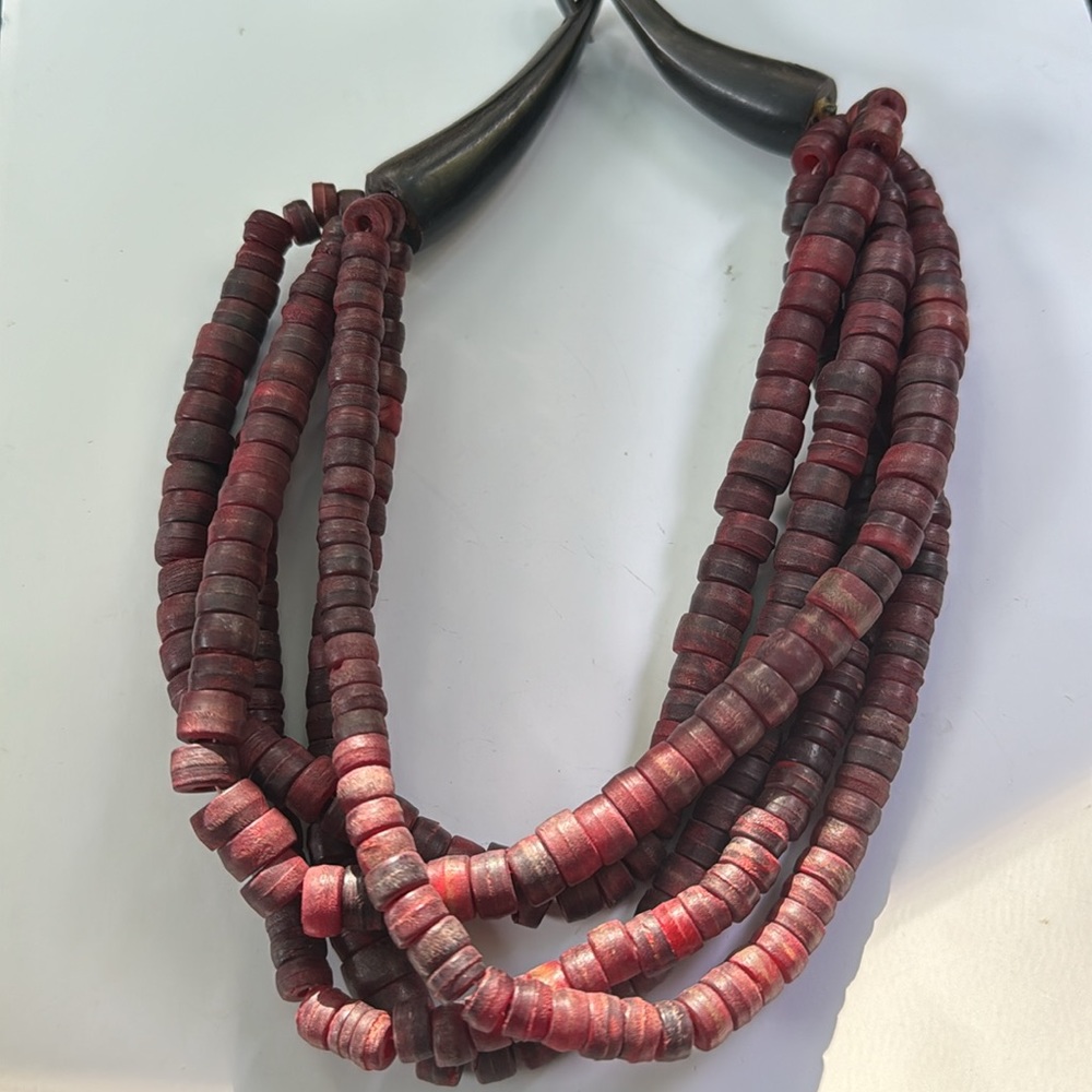 Vintage Monies Gerda Lynggaard Multi Strands Horn Beads Necklace.